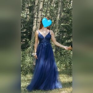 Elegant Navy Blue Prom Dress